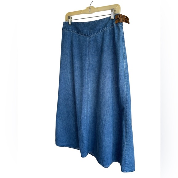 VTG Talbots Denim Jean Skirt A Line Midi Western 100% Cotton Size 10 P Modest - Picture 2 of 14